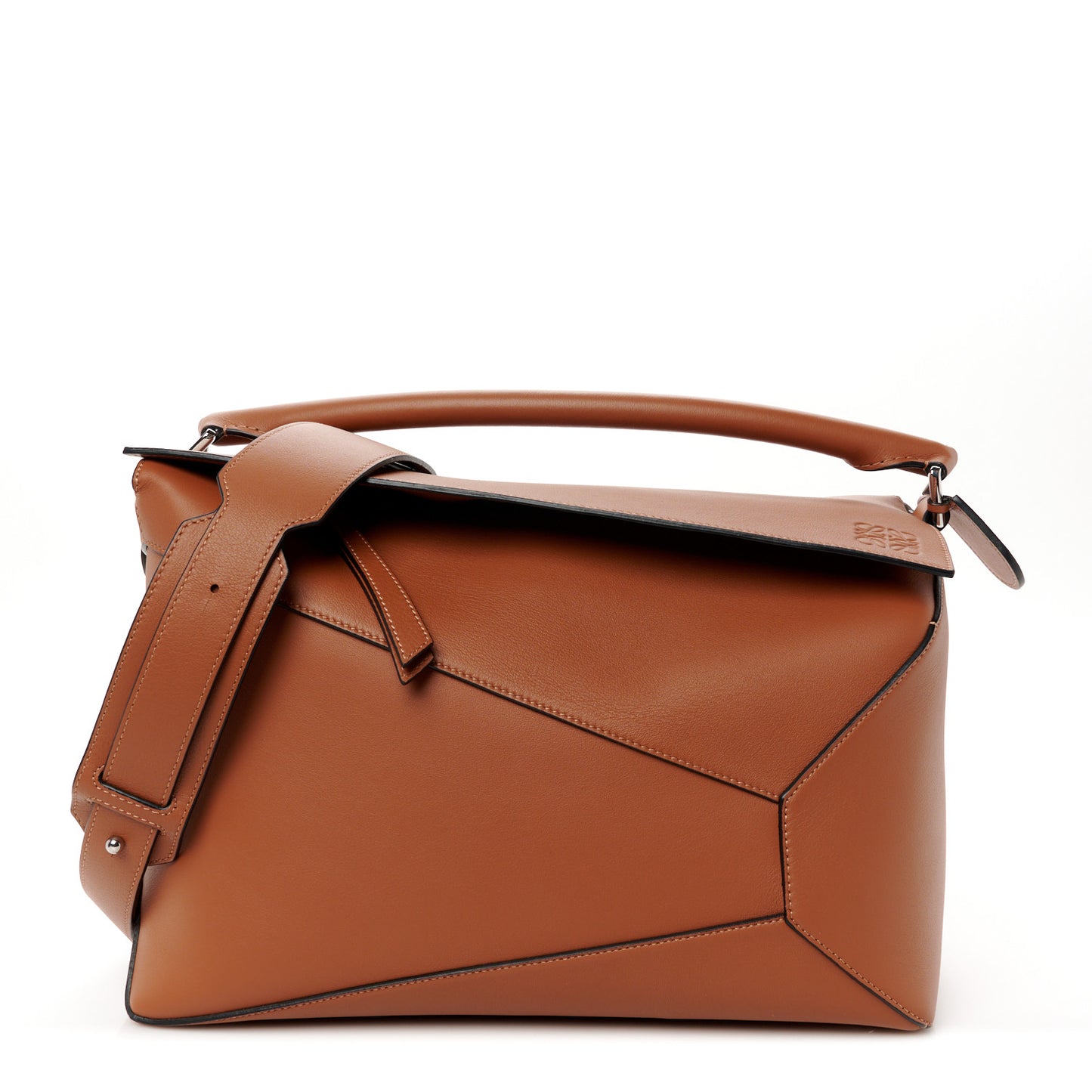 Calfskin Large Puzzle Edge Bag Tan