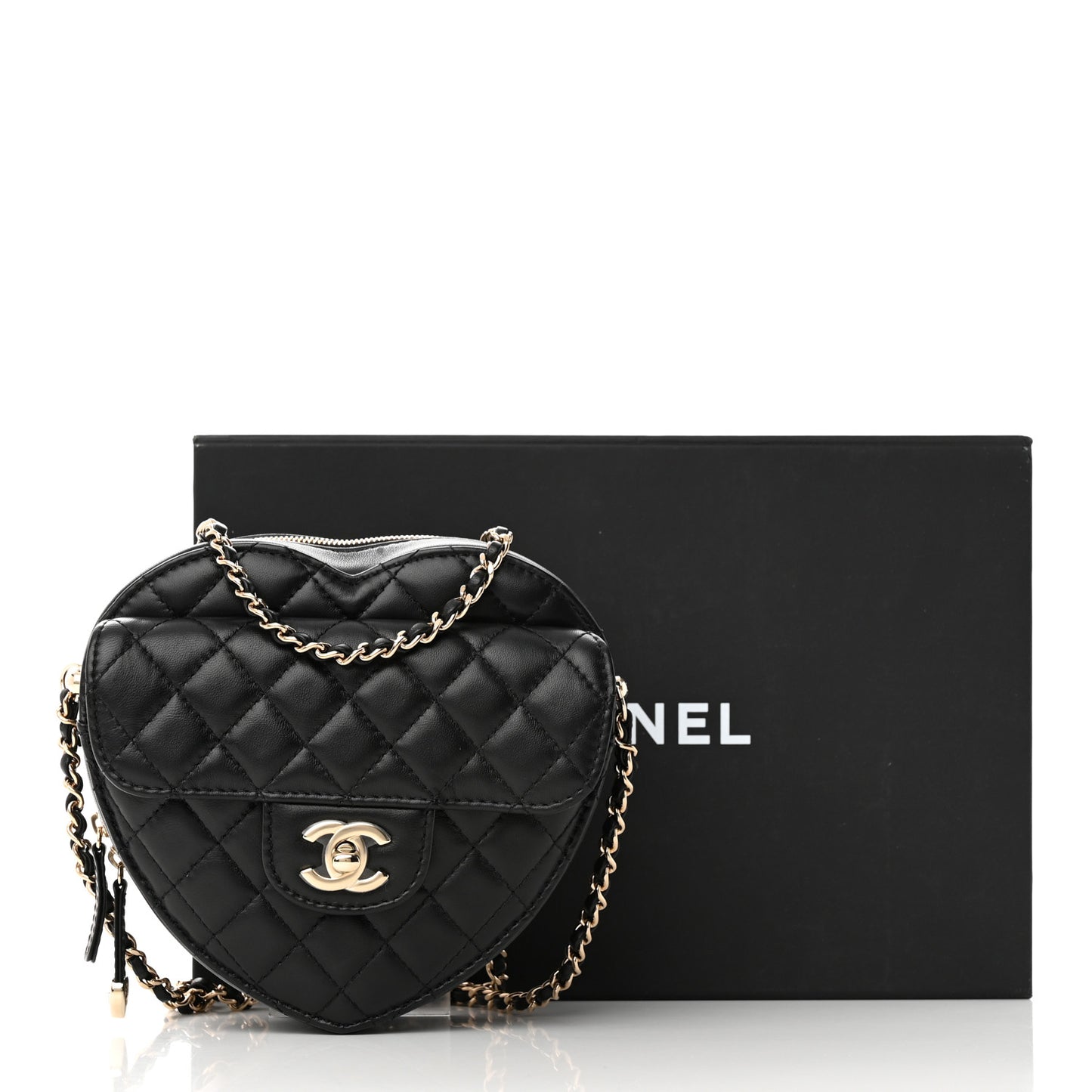 Lambskin Quilted CC In Love Heart Bag Black