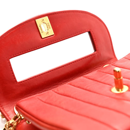 Chanel Lambskin Vertical Quilt Mini Square Flap Red 9 of 9