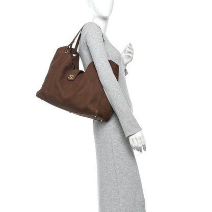 Chanel Grained Nubuck Calfskin Quilted Maxi Shopping Bag Dark Brown 2 of 11