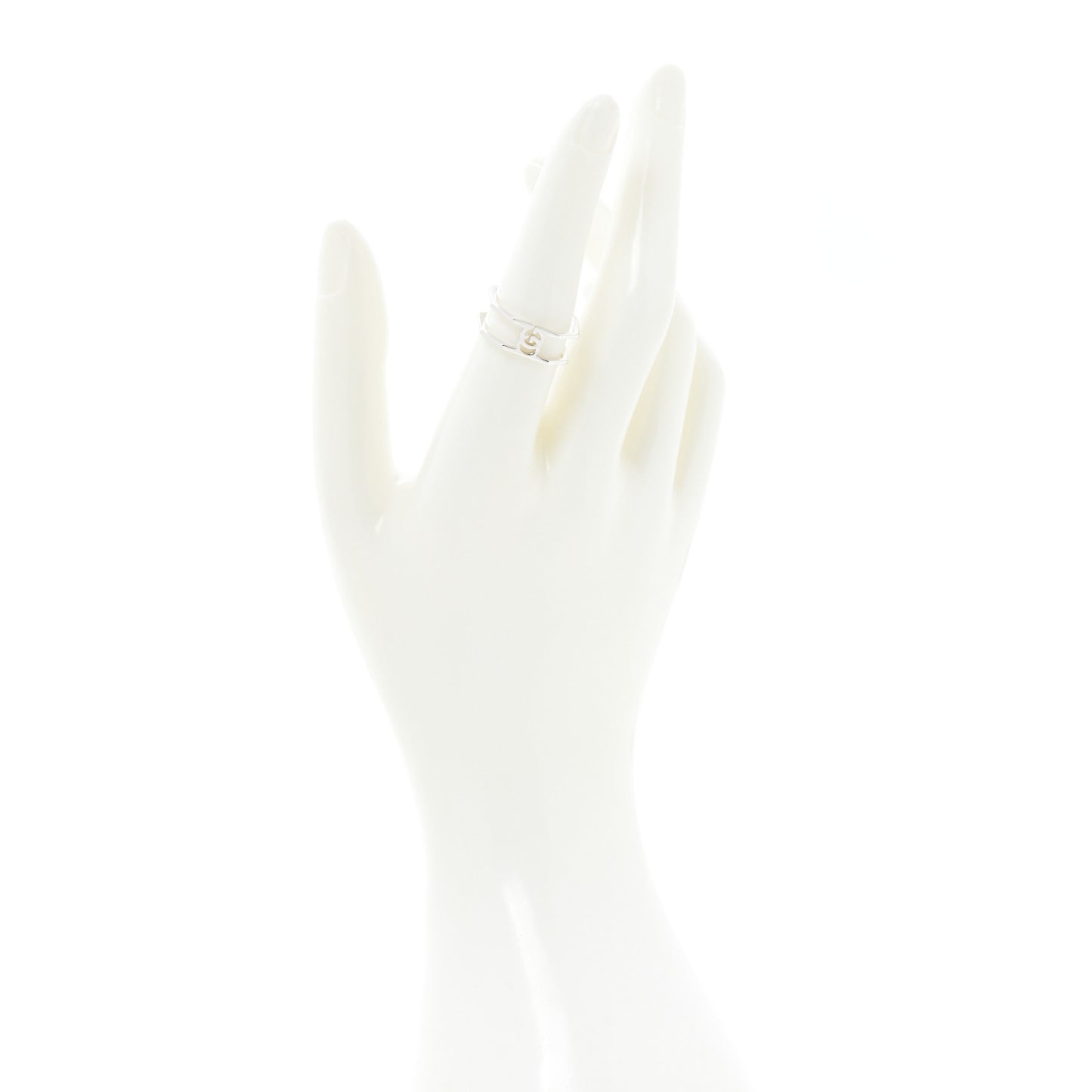 18K White Gold Diamond Double G Wide Ring 53 6.25