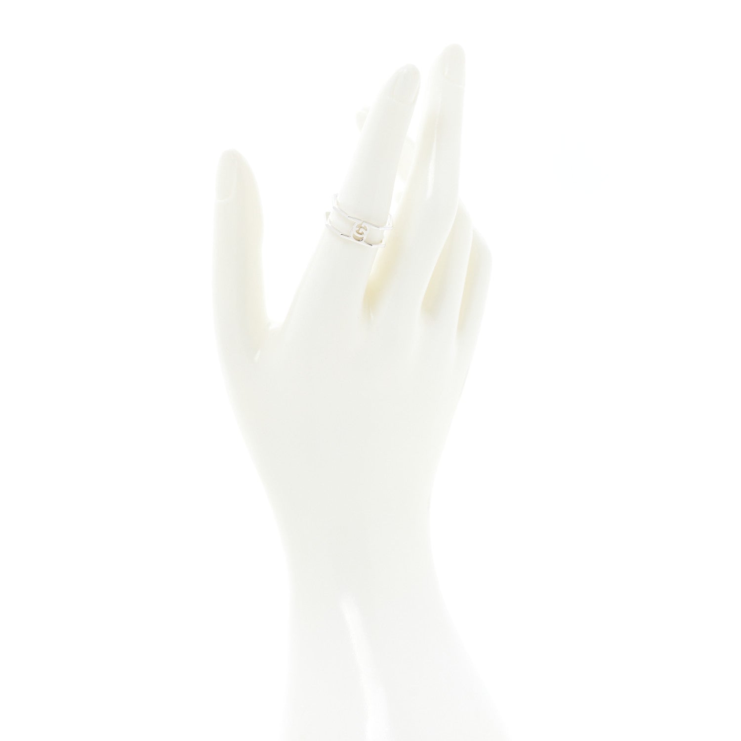 Gucci 18K White Gold Diamond Double G Wide Ring 53 6.25 2 of 5