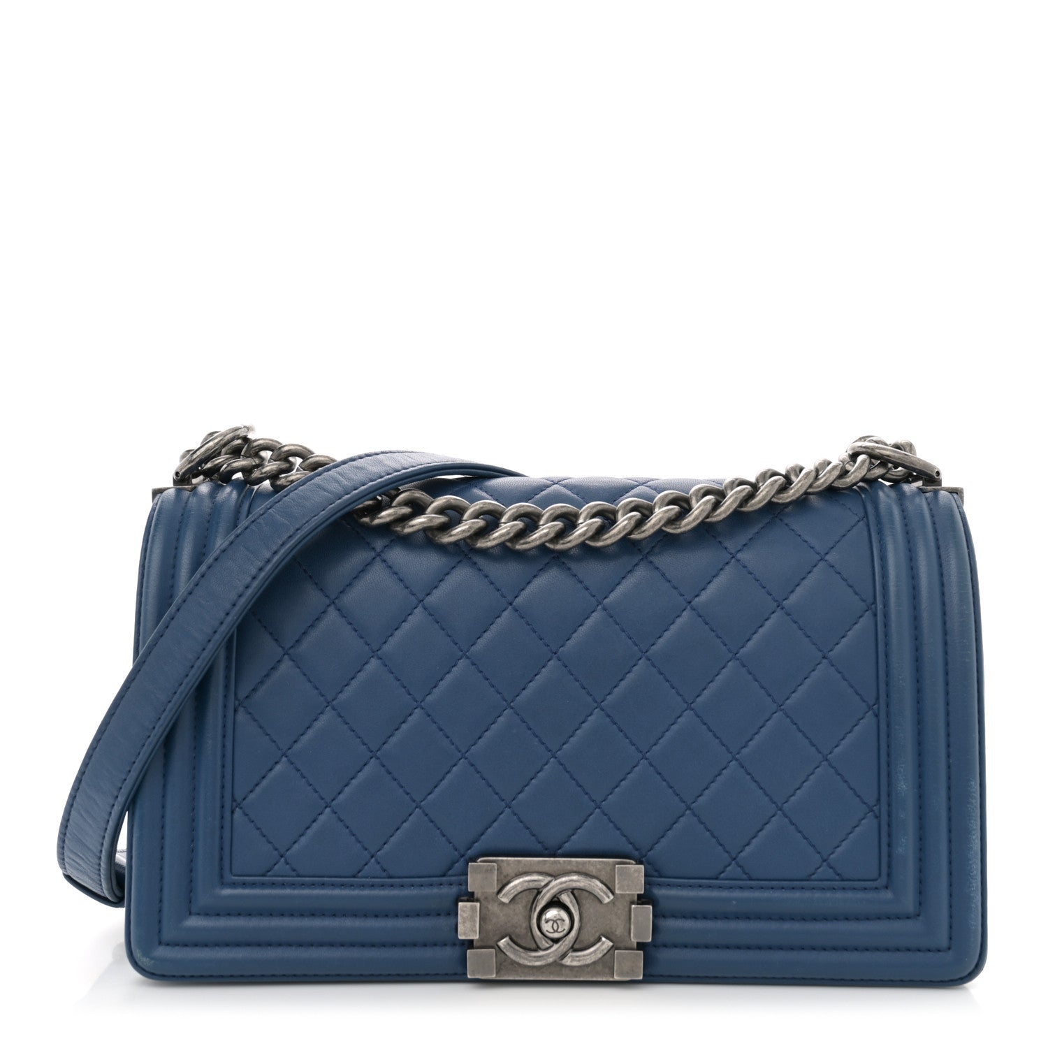 Chanel Lambskin Quilted Medium Boy Flap Blue 1 of 11