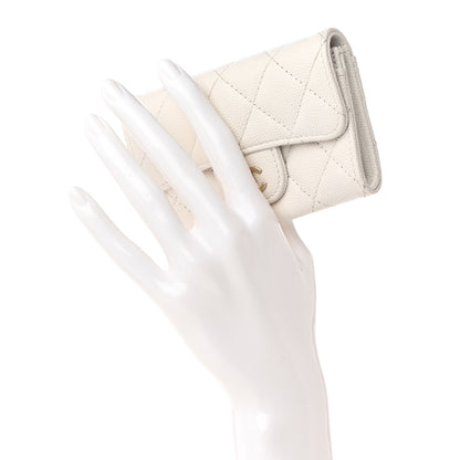 Chanel Caviar Quilted Flap Card Holder Wallet White 2 of 10