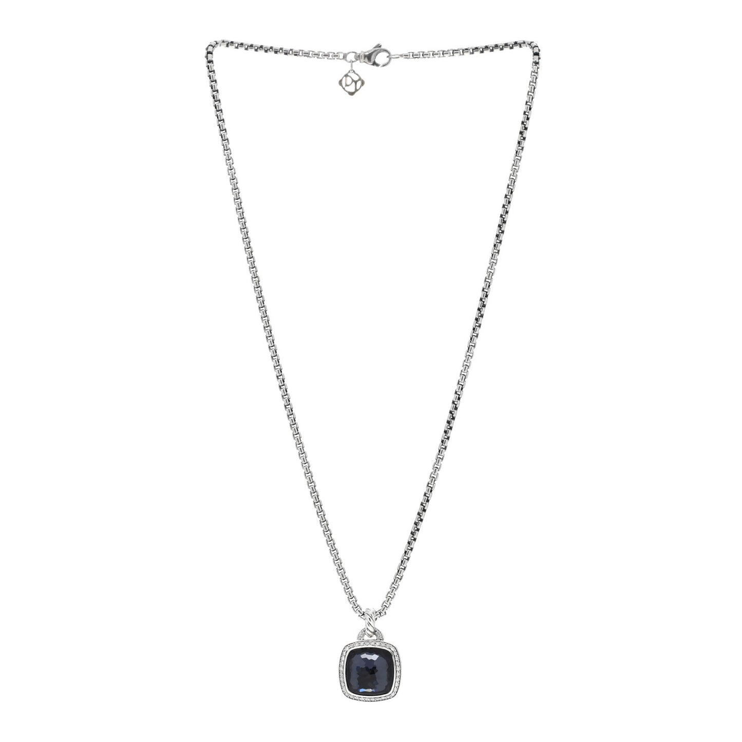 Sterling Silver 14K Yellow Gold Diamond Black Orchid 14mm Albion Pendant Necklace