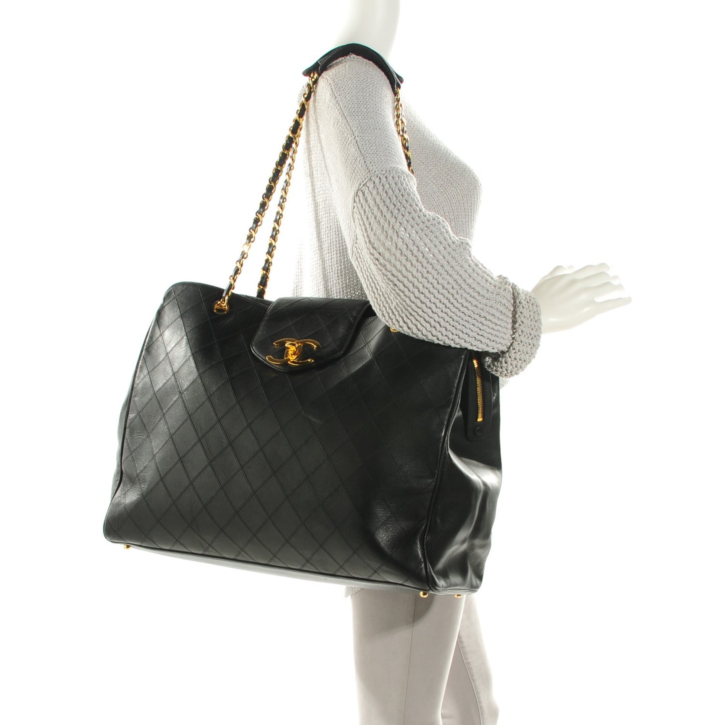 Calfskin Stitched XL Weekender Black