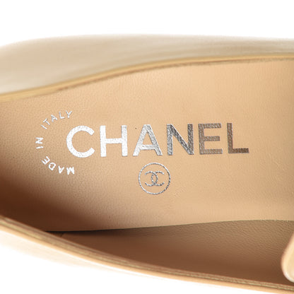 Chanel Lambskin CC Cap Toe Mocassin Loafer 39 Beige Black 6 of 12