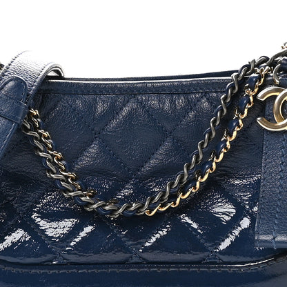 Chanel Patent Goatskin Quilted Small Gabrielle Hobo Blue 8 of 10
