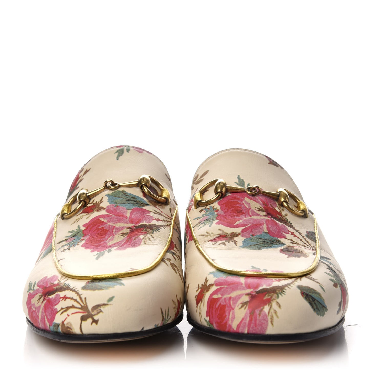 Calfskin Stamp Allover Rose Princetown Slippers 37 Ivory Multicolor