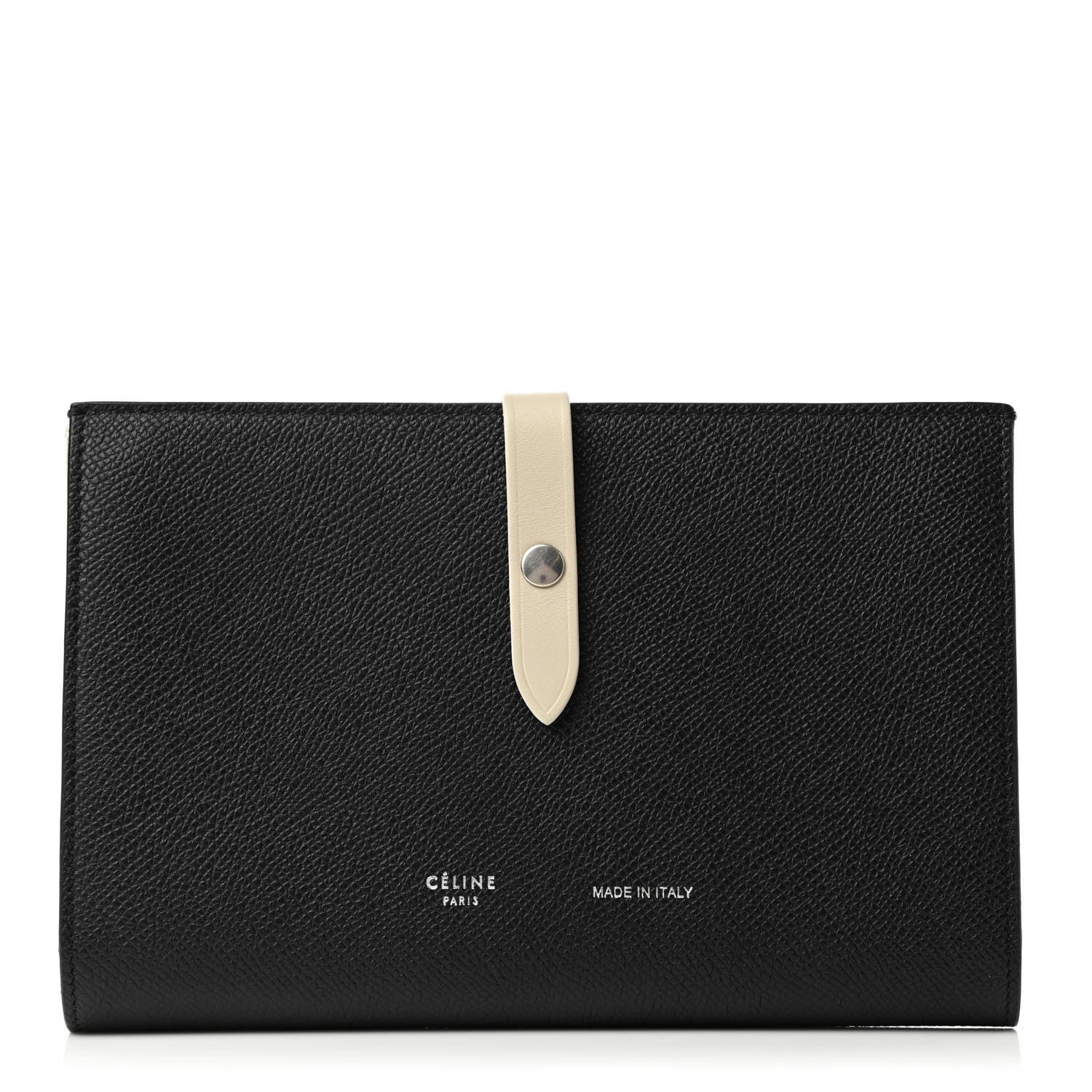 Celine Grained Calfskin Large Multifunction Strap Wallet Black Chalk 1 of 7