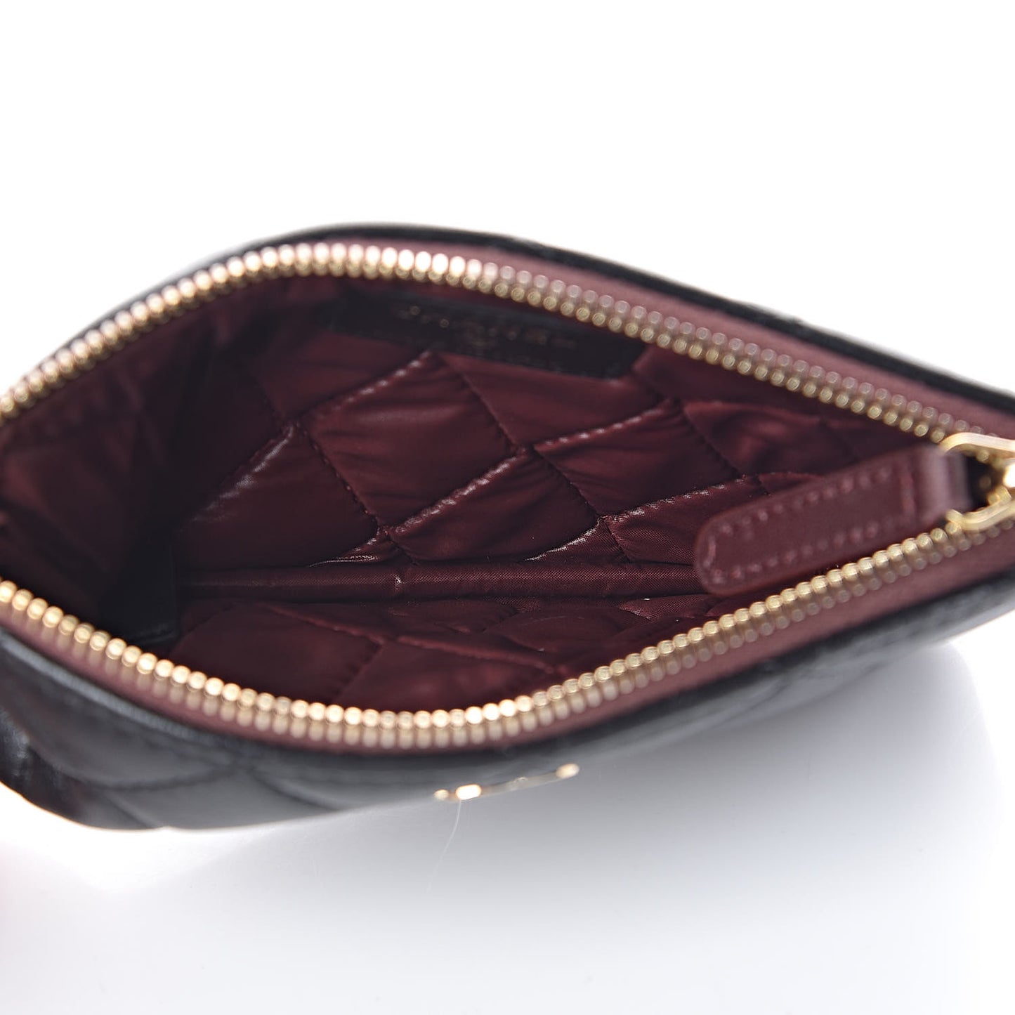 Lambskin Quilted Small Cosmetic Case Black