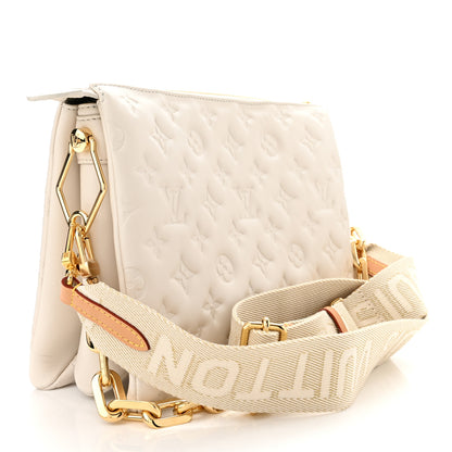 Louis Vuitton Lambskin Embossed Monogram Coussin PM Cream 3 of 10