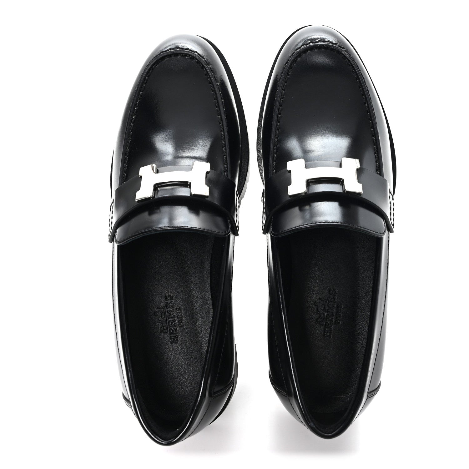 Hermes Calfskin Womens Faubourg Loafers 35 Black 2 of 10