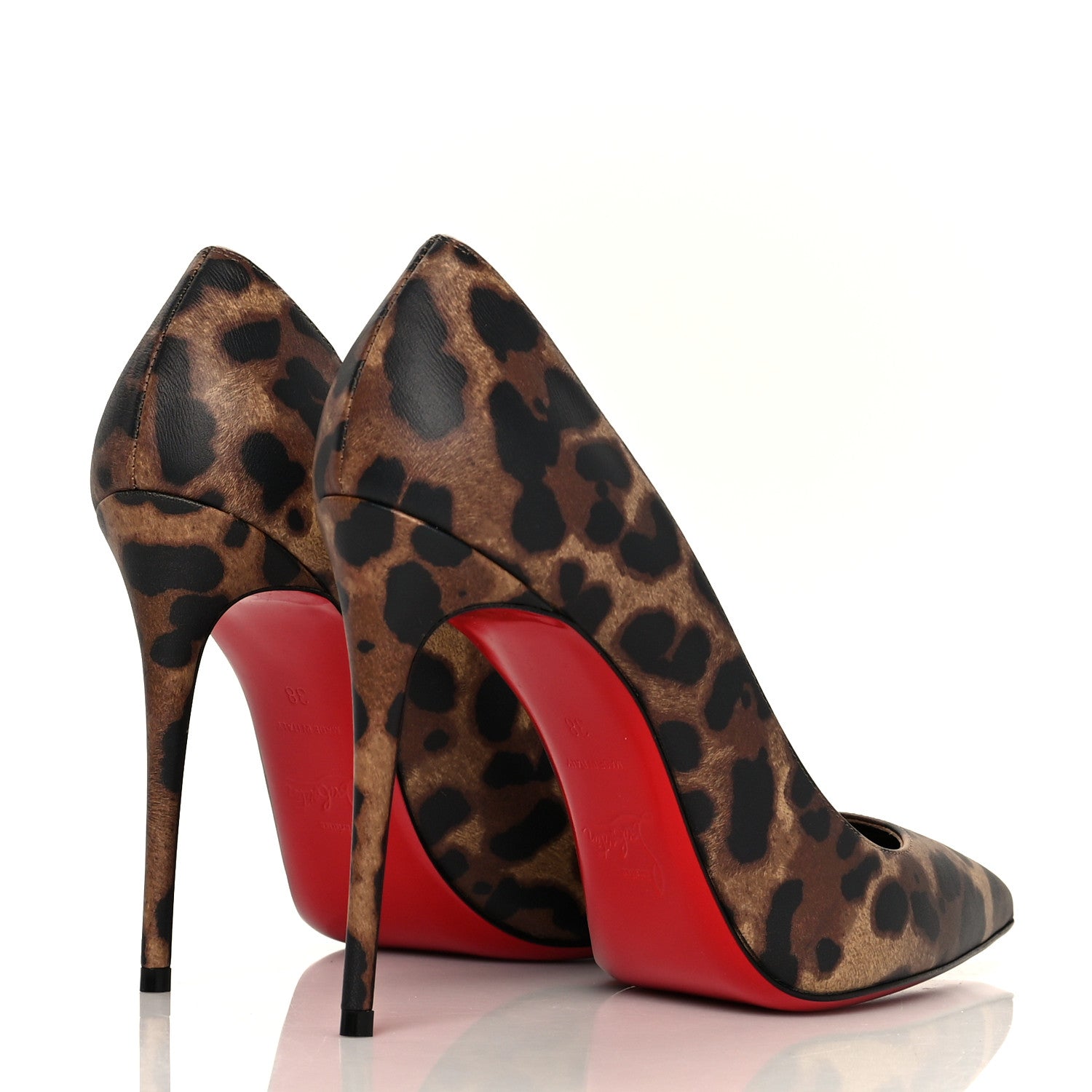 Christian Louboutin Calfskin Leopard Print Kate 100 Pumps 38 Brown 4 of 7