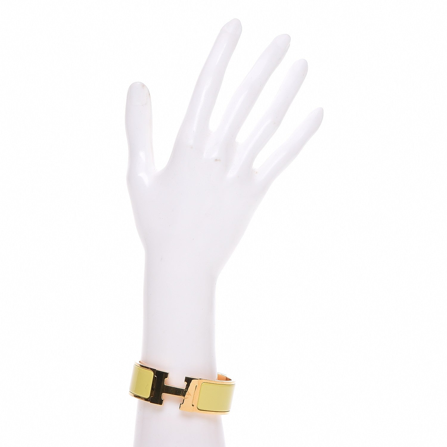 Hermes Enamel Wide Clic Clac H Bracelet PM Jaune Citron 2 of 7
