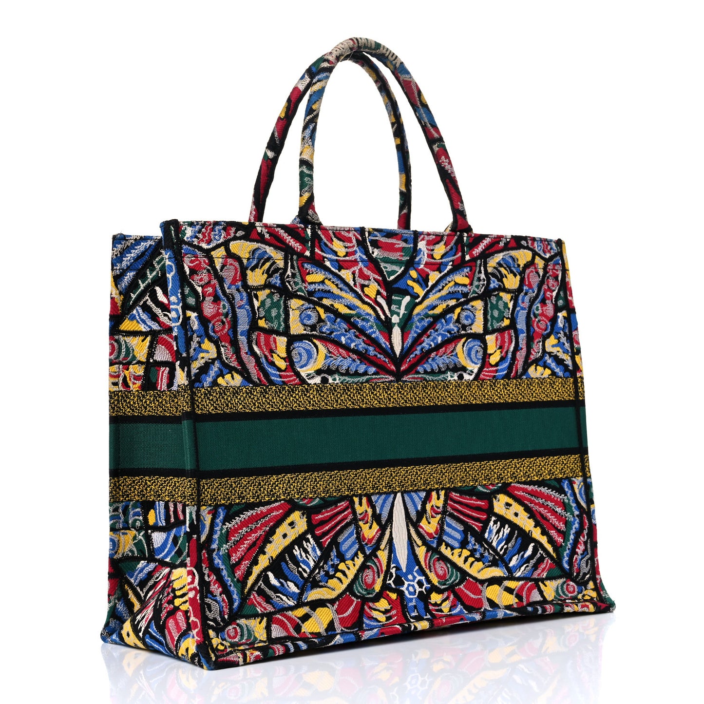 Canvas Embroidered Butterfly Book Tote Black Multicolor