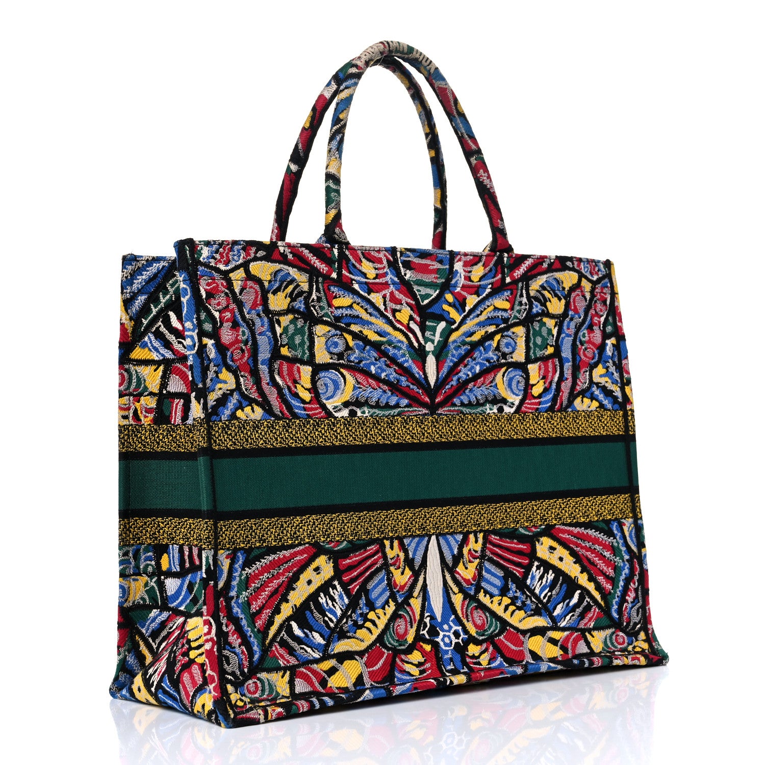 Christian Dior Canvas Embroidered Butterfly Book Tote Black Multicolor 3 of 11