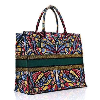 Christian Dior Canvas Embroidered Butterfly Book Tote Black Multicolor 3 of 11