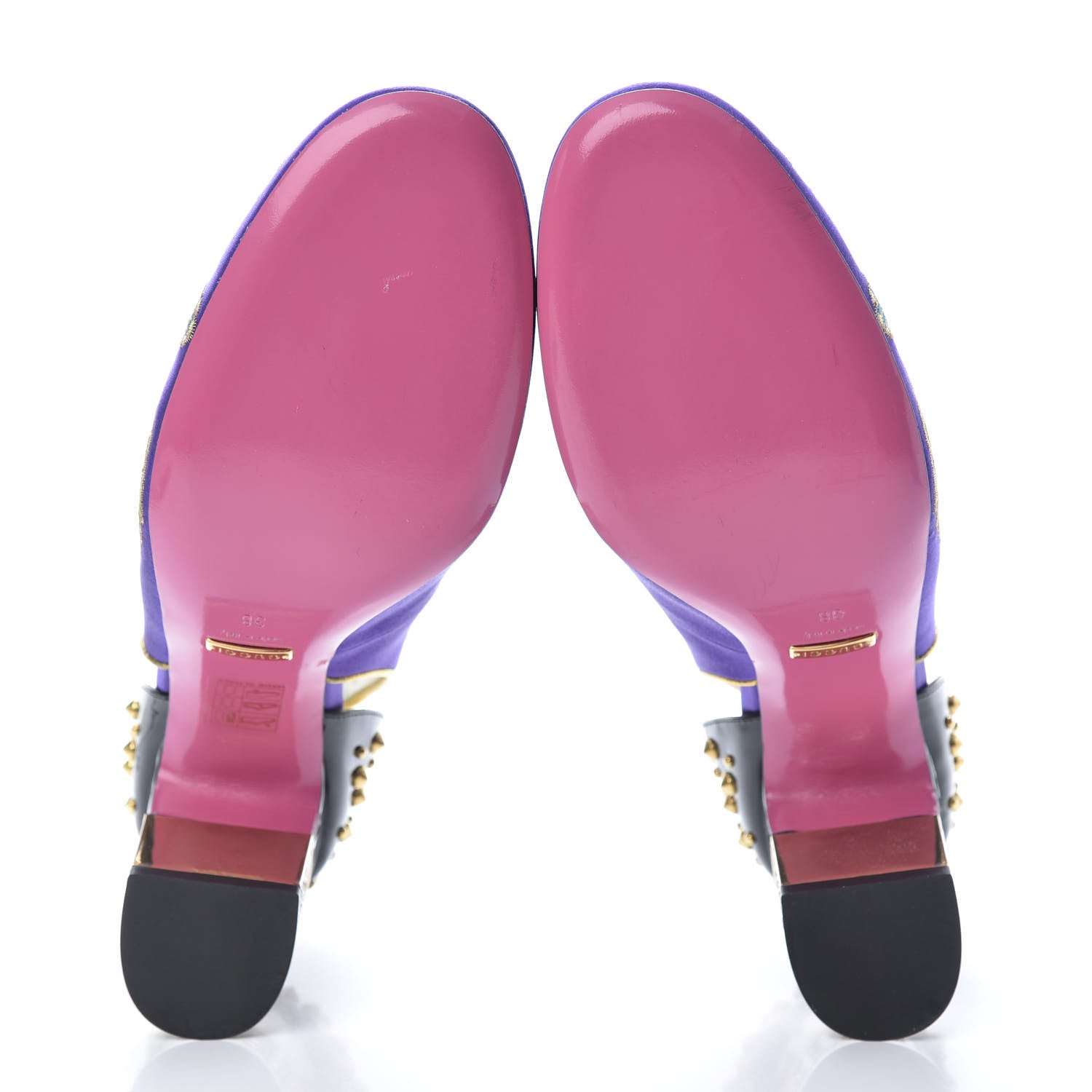 Gucci Satin Embroidered Dragon Caspar Pumps 38 Purple Oro Vecchio Black 7 of 13