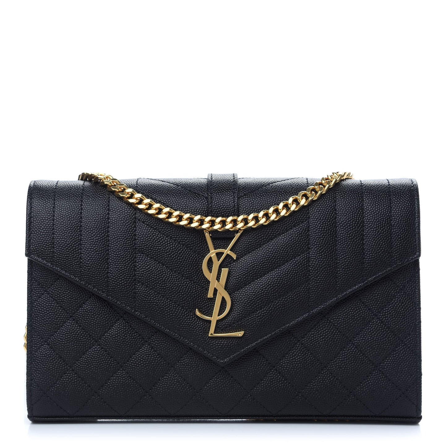 Grain De Poudre Mixed Matelasse Triquilt Monogram Chain Wallet Black