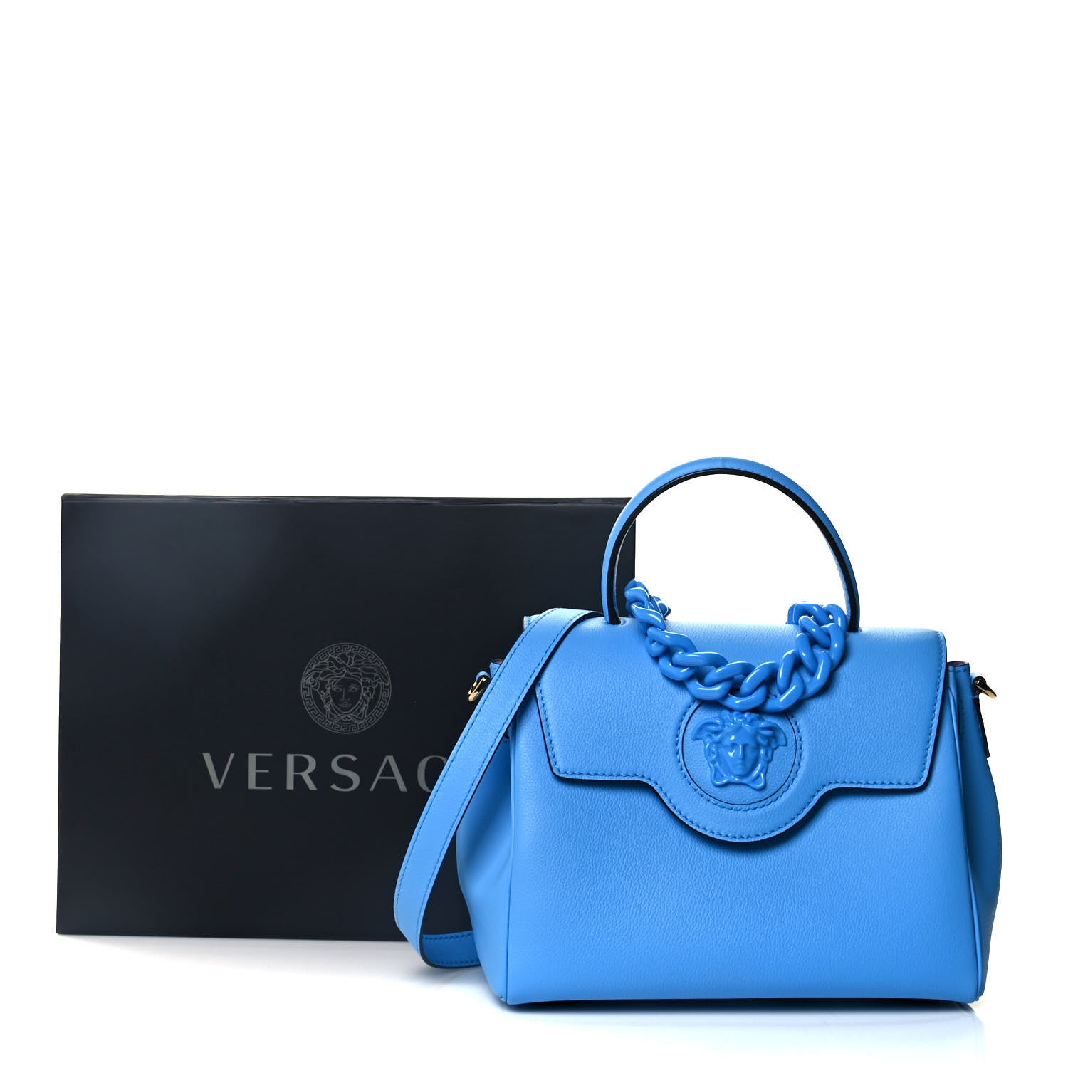 Versace Calfskin Medium La Medusa Bag DV Blue 14 of 14