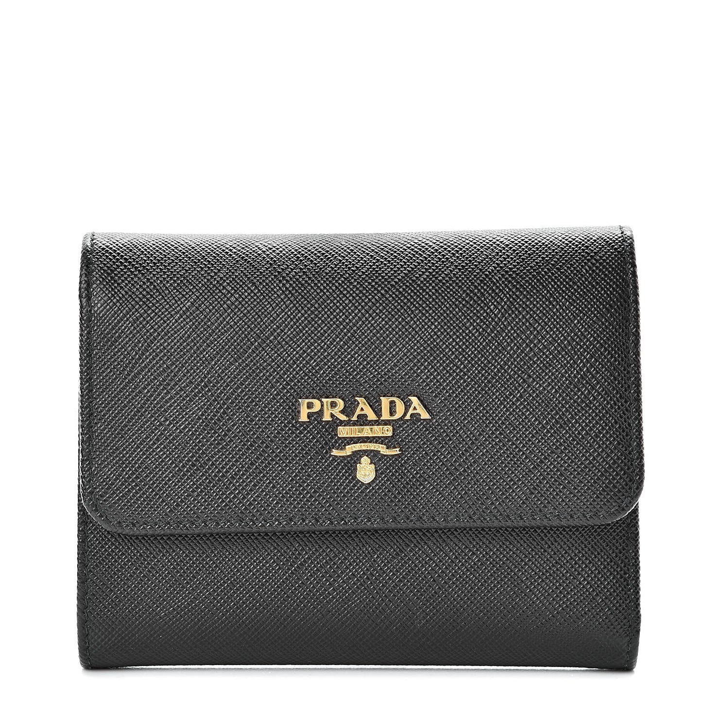 Saffiano Metal Tri-Fold Wallet Black