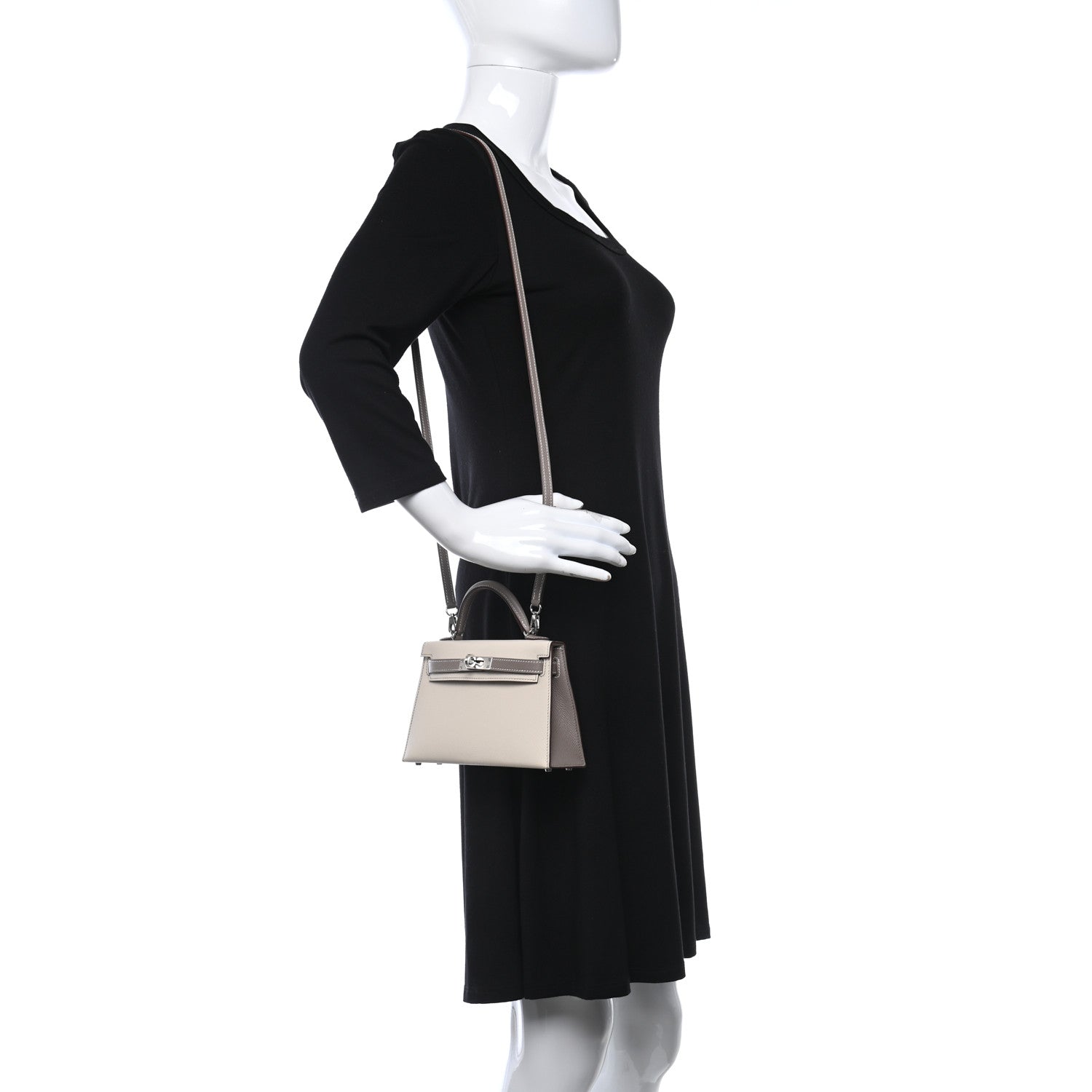 Hermes Epsom Horseshoe Mini Kelly Sellier 20 Craie Etoupe 2 of 11