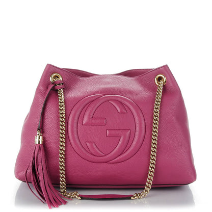 Gucci Pebbled Calfskin Medium Soho Chain Shoulder Bag Peonia Flower 1 of 7