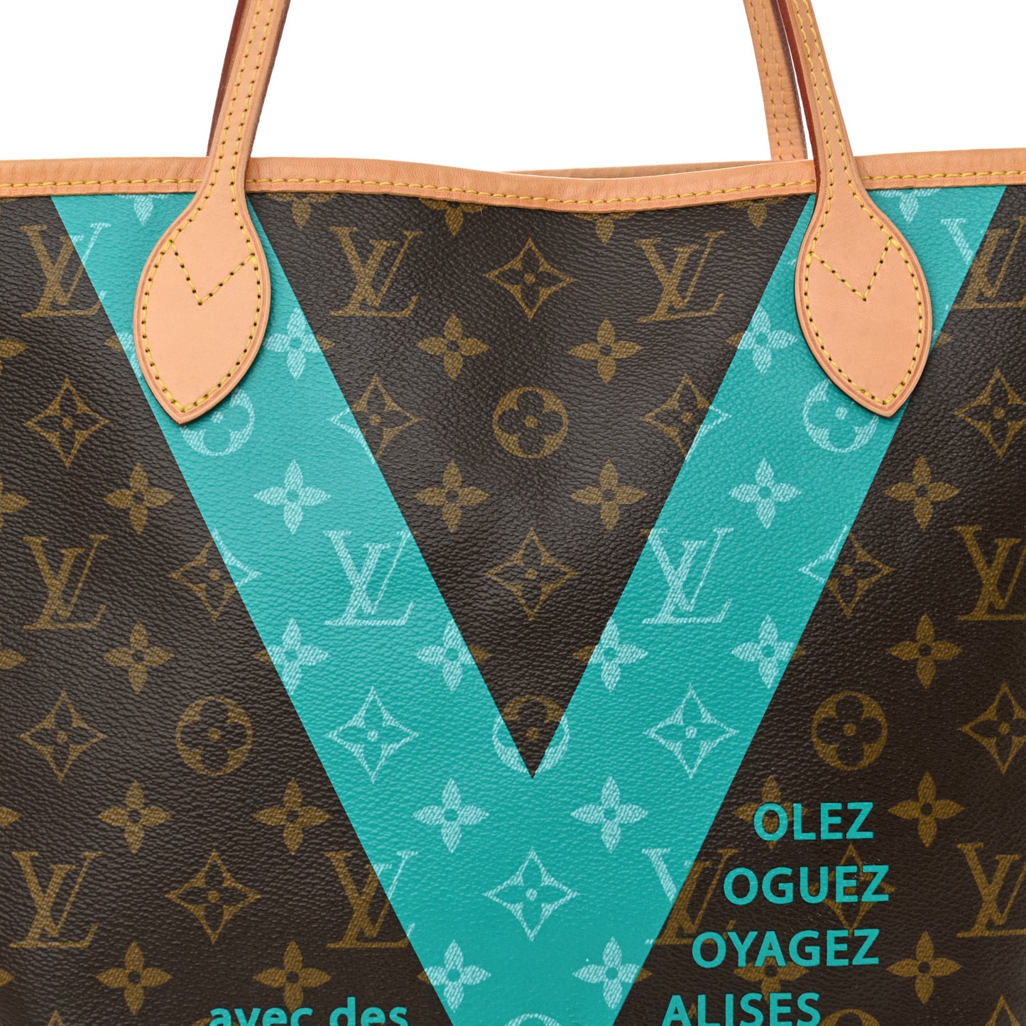 Monogram V Neverfull MM Turquoise