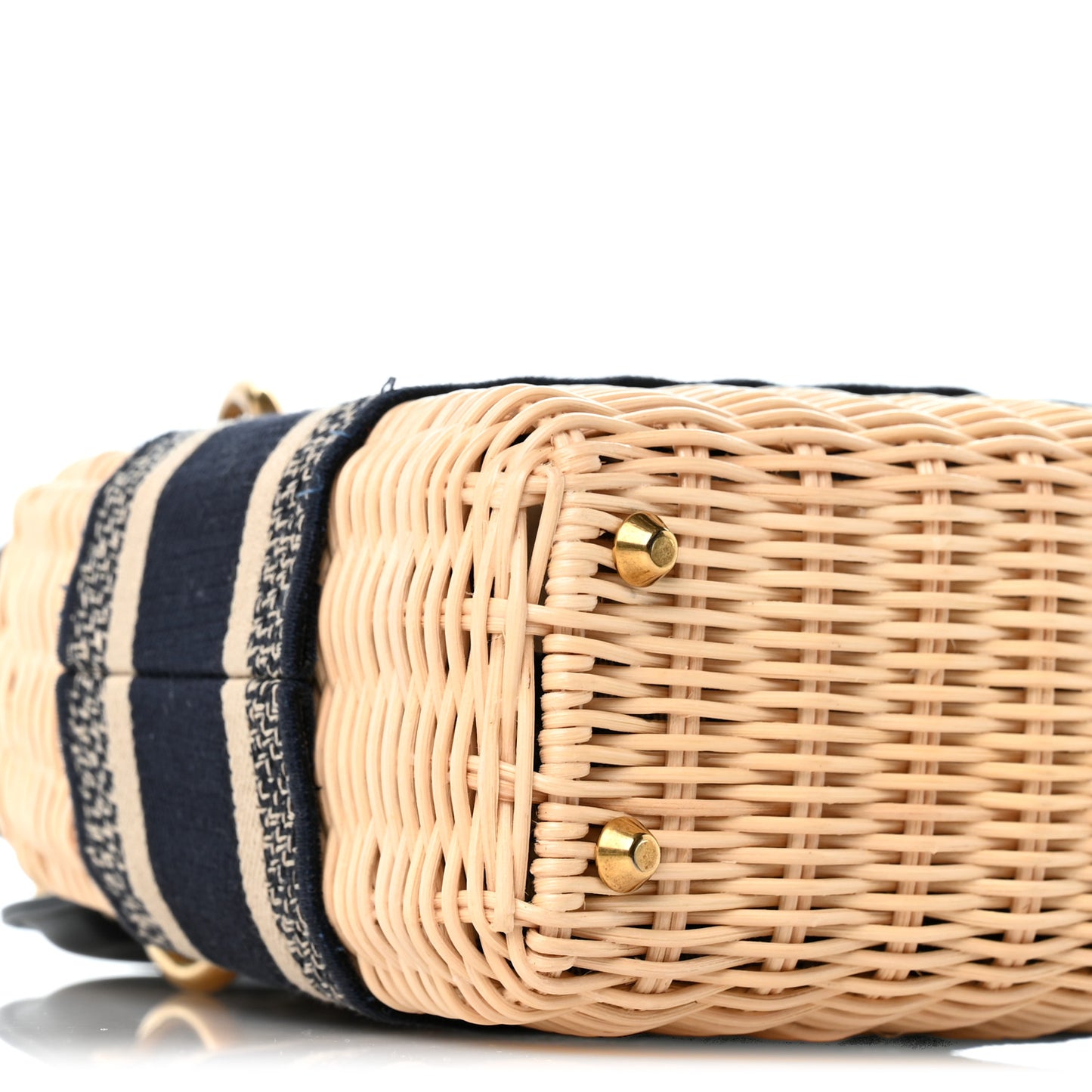 Wicker Oblique Mini Lady Dior Bag Blue