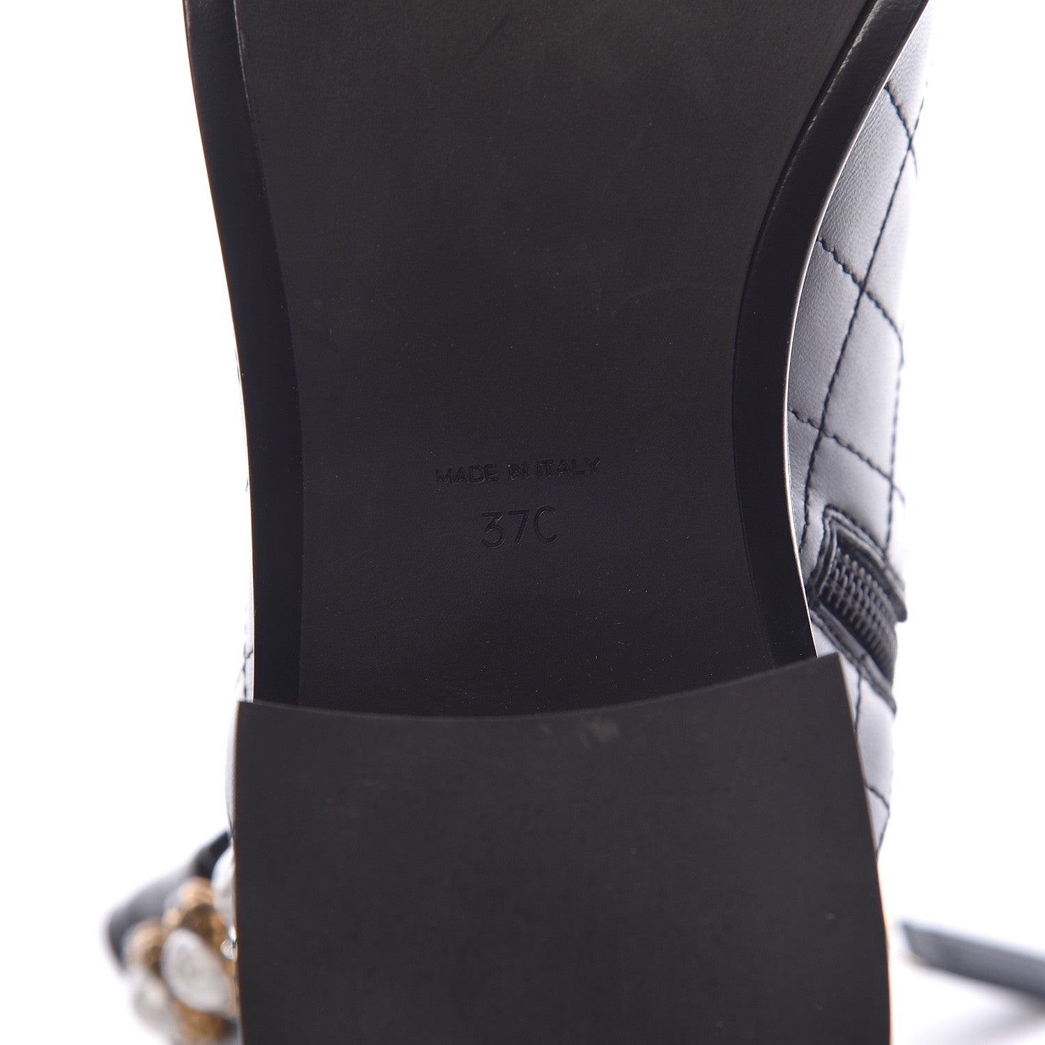 Chanel Lambskin Pearl Short Boots 37 Black Gold 6 of 11