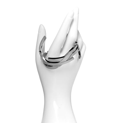 Saint Laurent Brass Monogram Cuff Bracelet Palladium 2 of 4