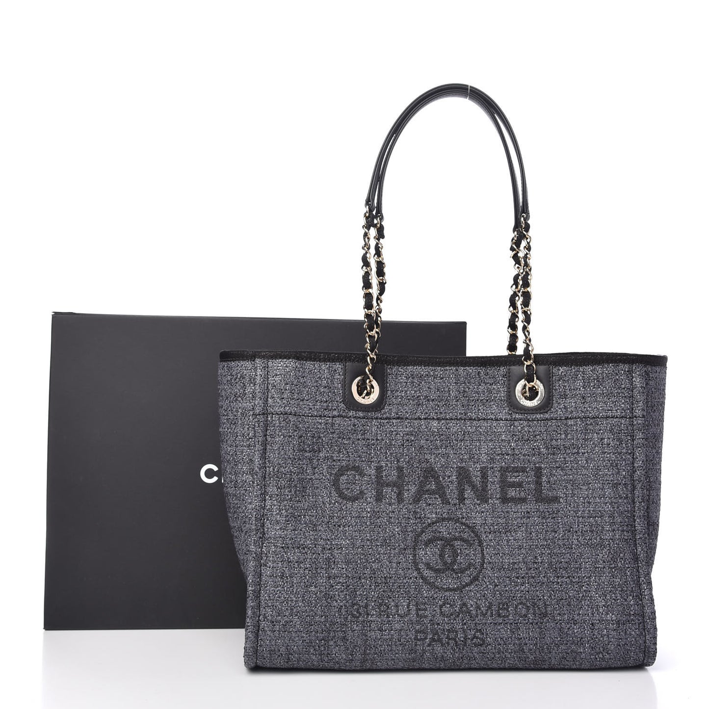 Lurex Boucle Small Deauville Tote Black
