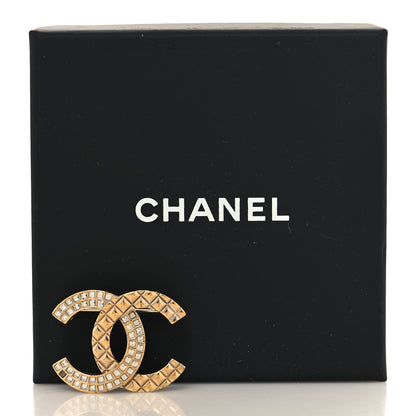 Chanel Baguette Crystal Quilted CC Brooch Gold 5 of 5