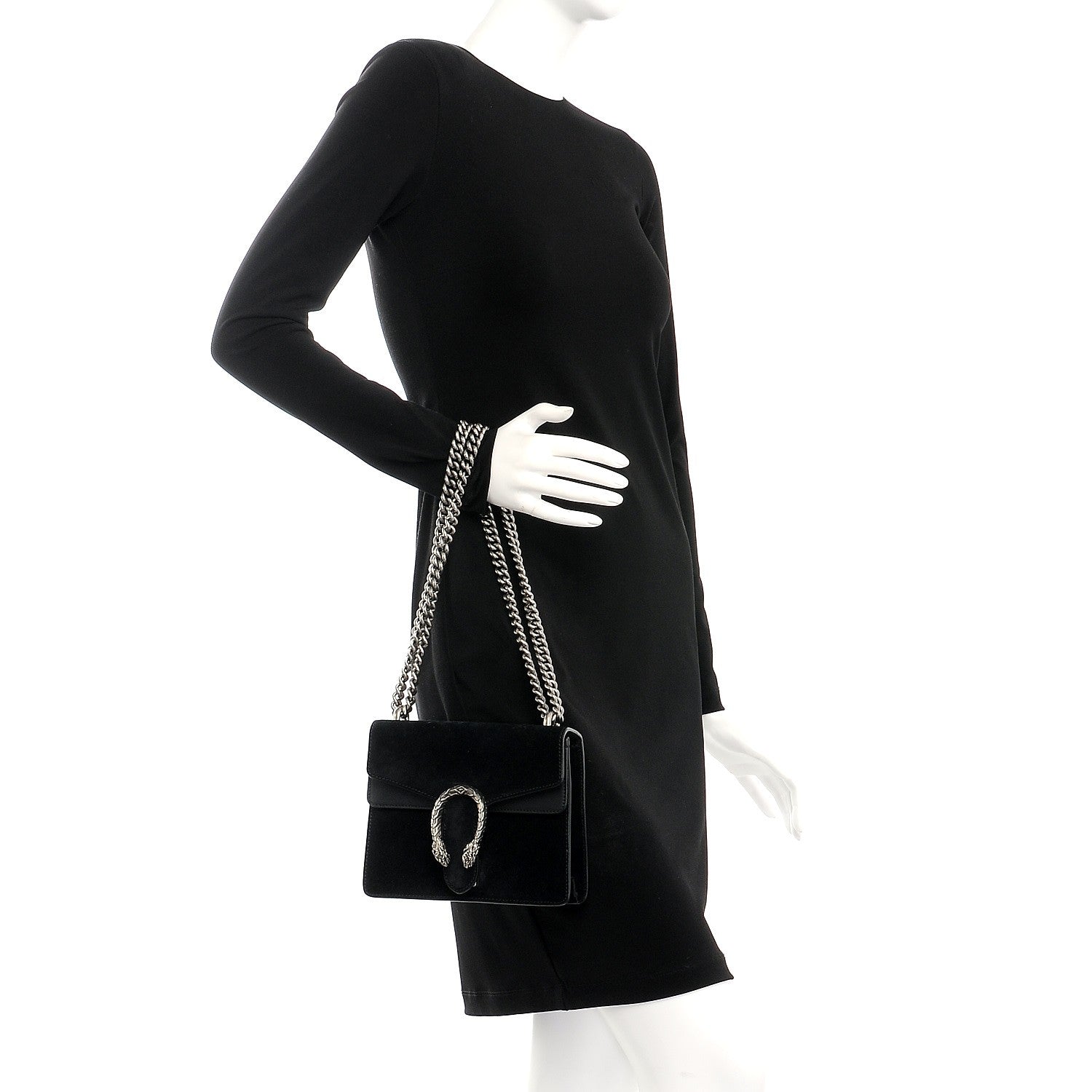 Gucci Suede Mini Dionysus Shoulder Bag Black 3 of 8