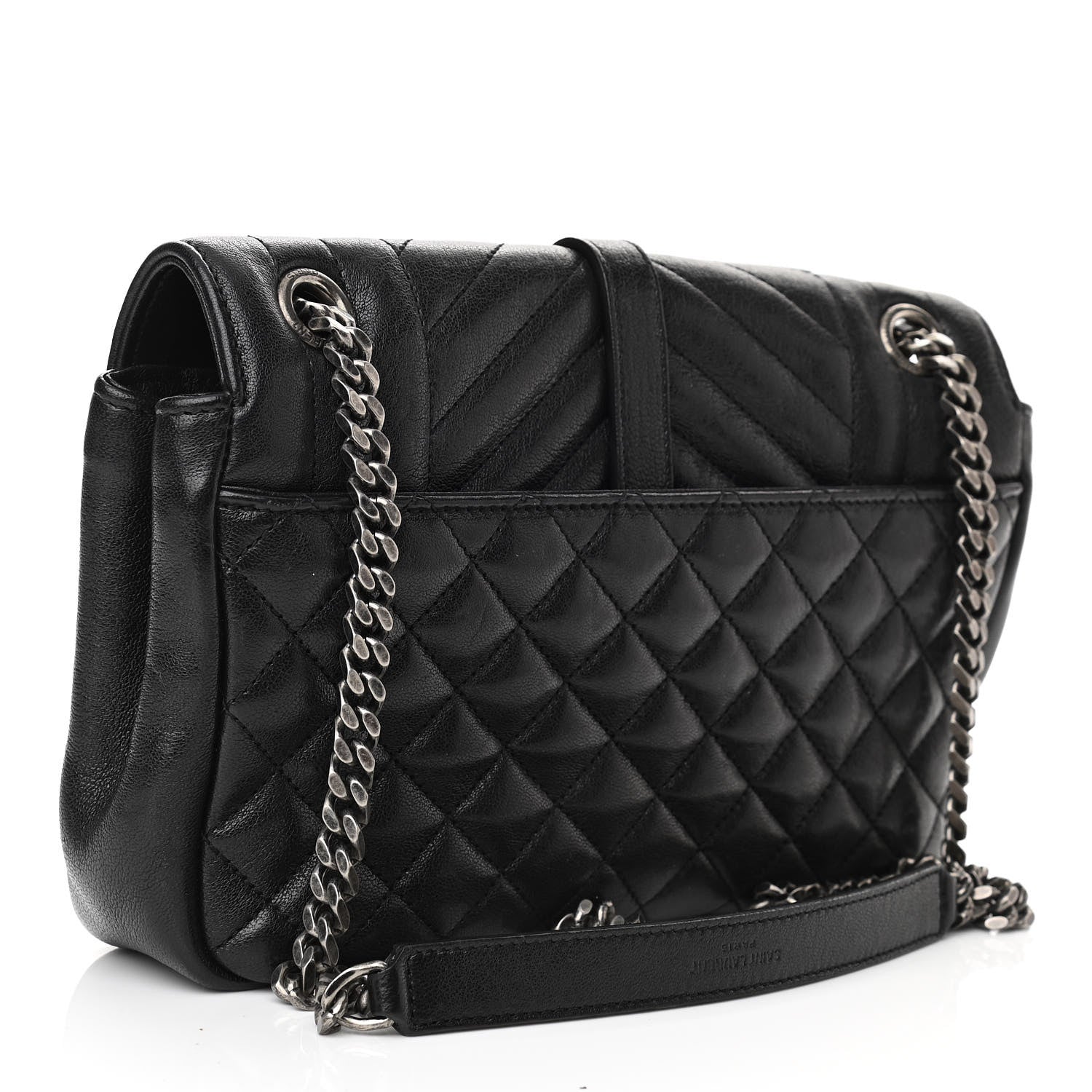 Saint Laurent Sheepskin Tri-Quilt Monogram Medium College Bag Black 3 of 11