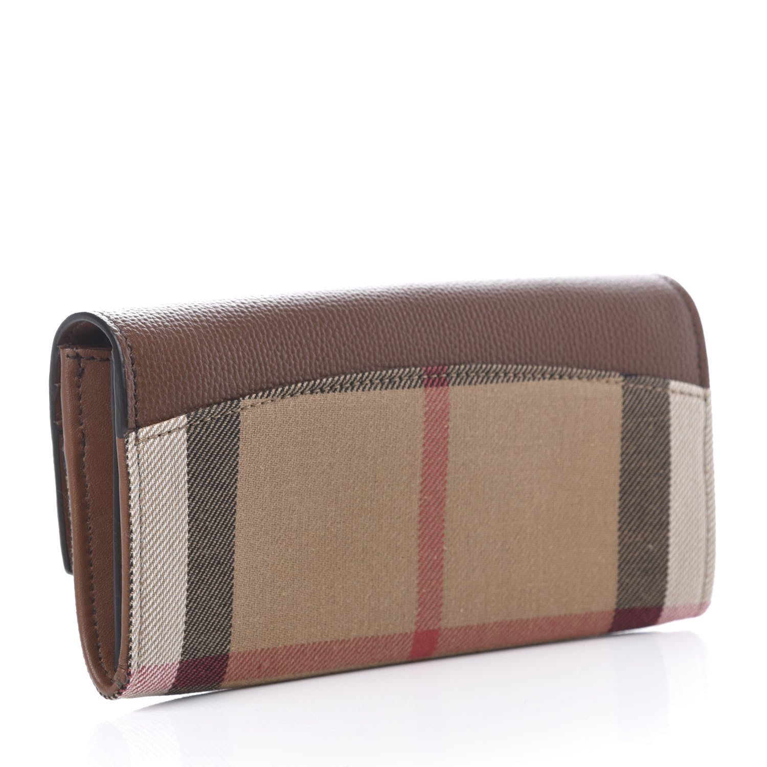 Burberry Horseshoe Calfskin House Check Porter Continental Wallet Tan 3 of 6