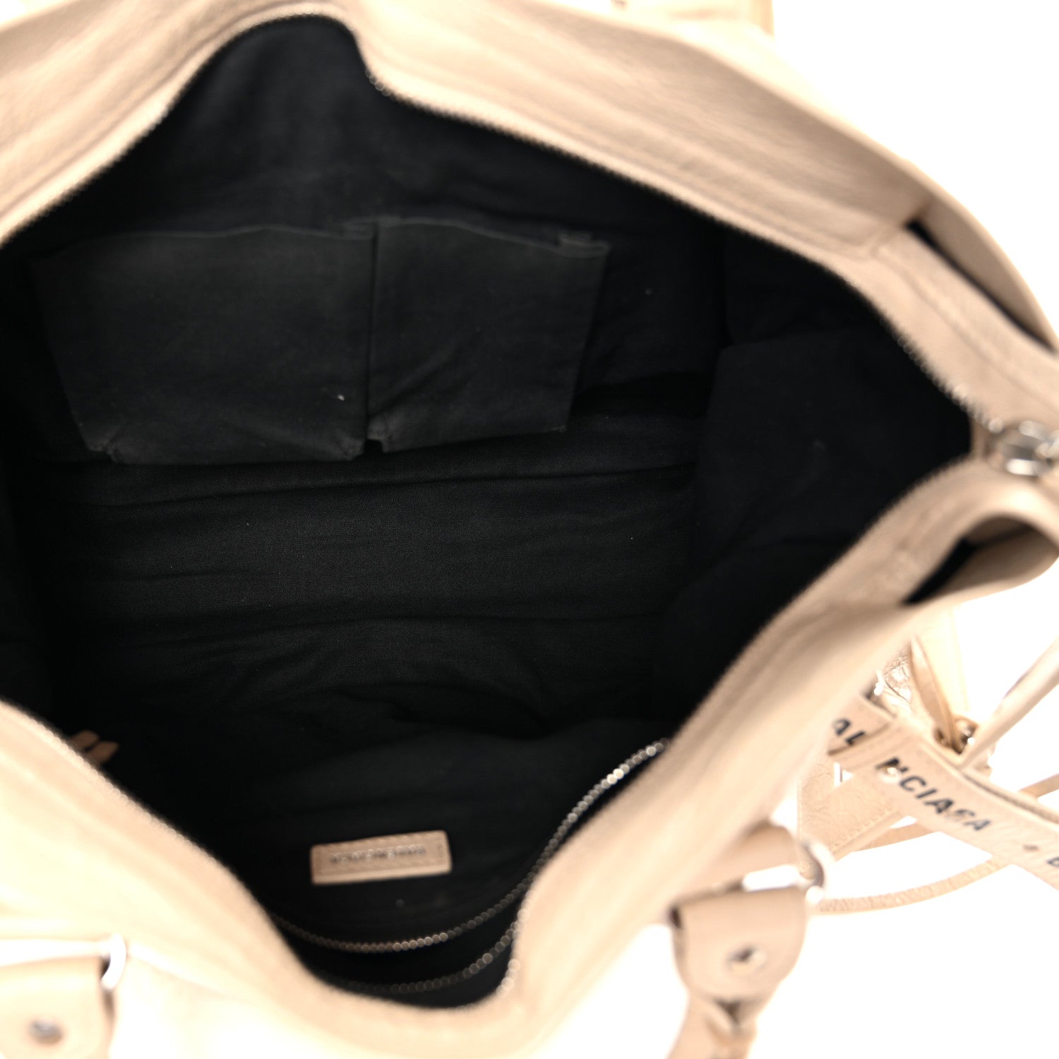 Balenciaga Agneau Classic Silver Hardware City Logo Strap Light Beige Black 6 of 12