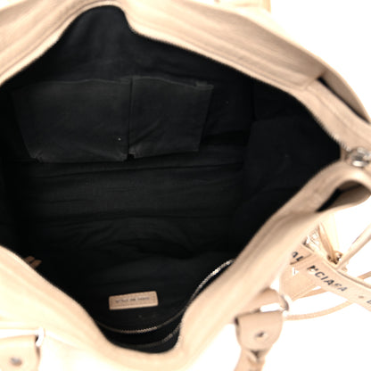 Balenciaga Agneau Classic Silver Hardware City Logo Strap Light Beige Black 6 of 12