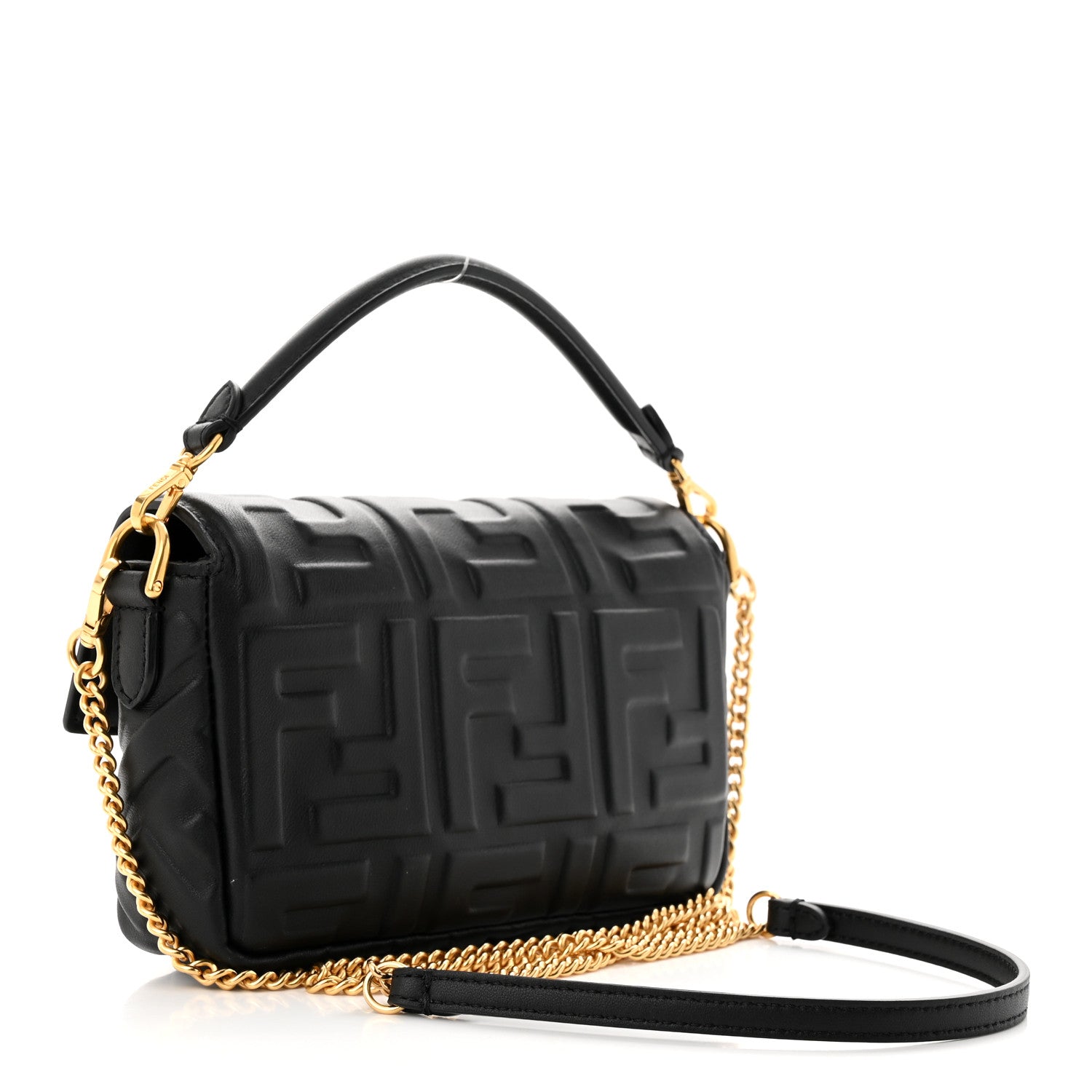 Fendi Nappa FF 1974 Embossed Mini Baguette Black 3 of 11