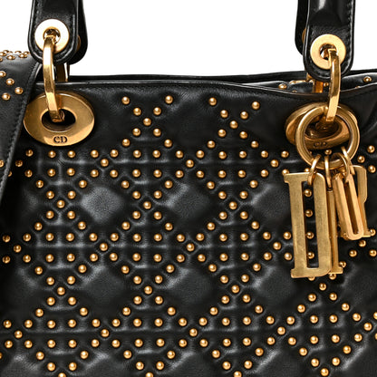 Christian Dior Calfskin Cannage Studded Medium Supple Lady Dior Black 8 of 10