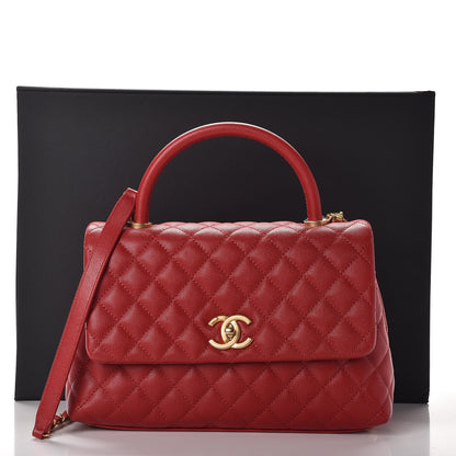 Chanel Caviar Quilted Small Coco Handle Flap Red 8 of 8