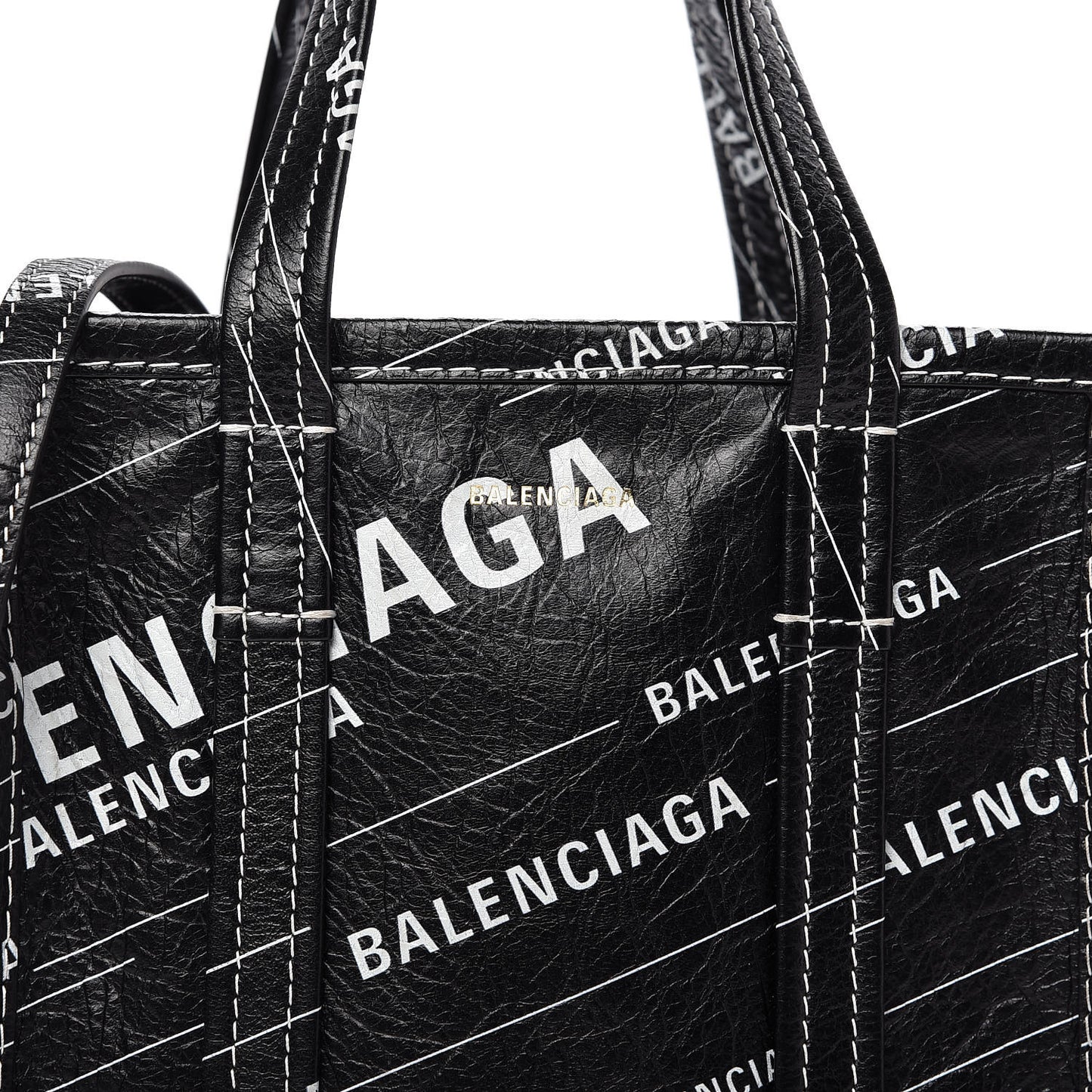 Agneau Arena Logo Multicolor Print XS Bazar Shopper Tote Black White
