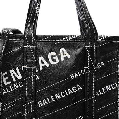 Balenciaga Agneau Arena Logo Multicolor Print XS Bazar Shopper Tote Black White 9 of 9