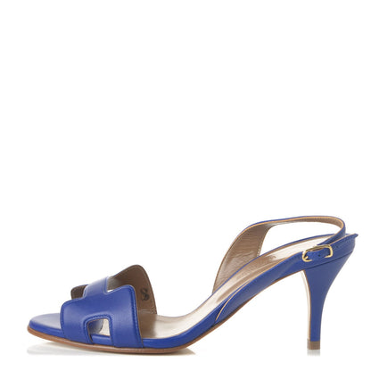 Hermes Nappa Night 70 Slingback Sandals 36 Bleu Electrique 1 of 8