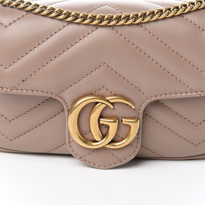 Gucci Calfskin Matelasse Super Mini GG Marmont Shoulder Bag Porcelain Rose 9 of 9