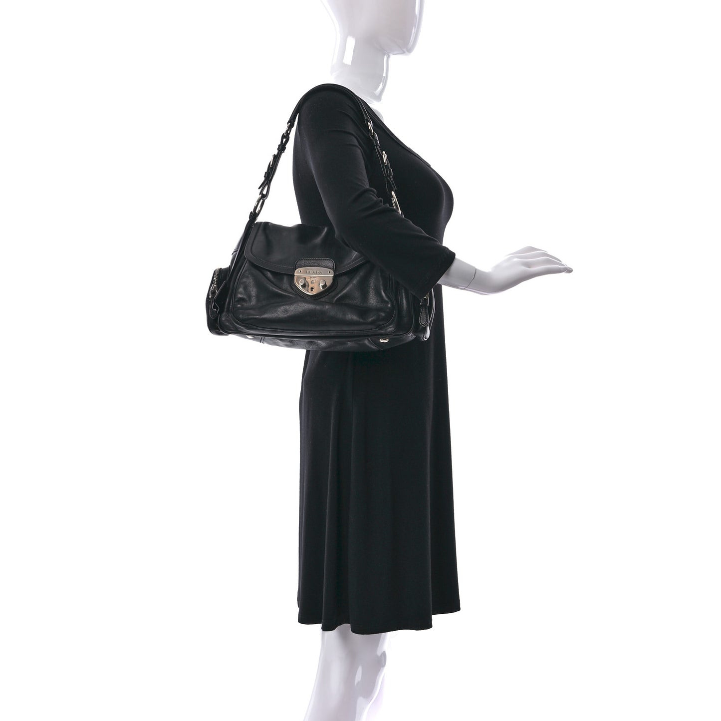 Cervo Antik Easy A Foldover Pushlock Flap Shoulder Bag Black