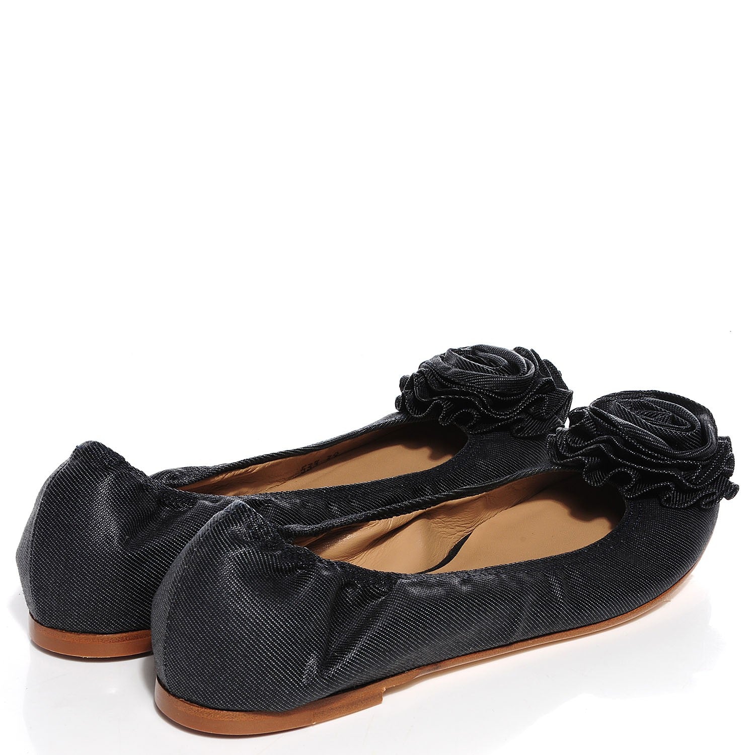 Valentino Garavani Denim Petale Ballerina Flats 39 Black 4 of 7