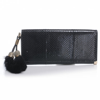 Gucci Snakeskin Mink Crystal Tassel Clutch Black 1 of 7