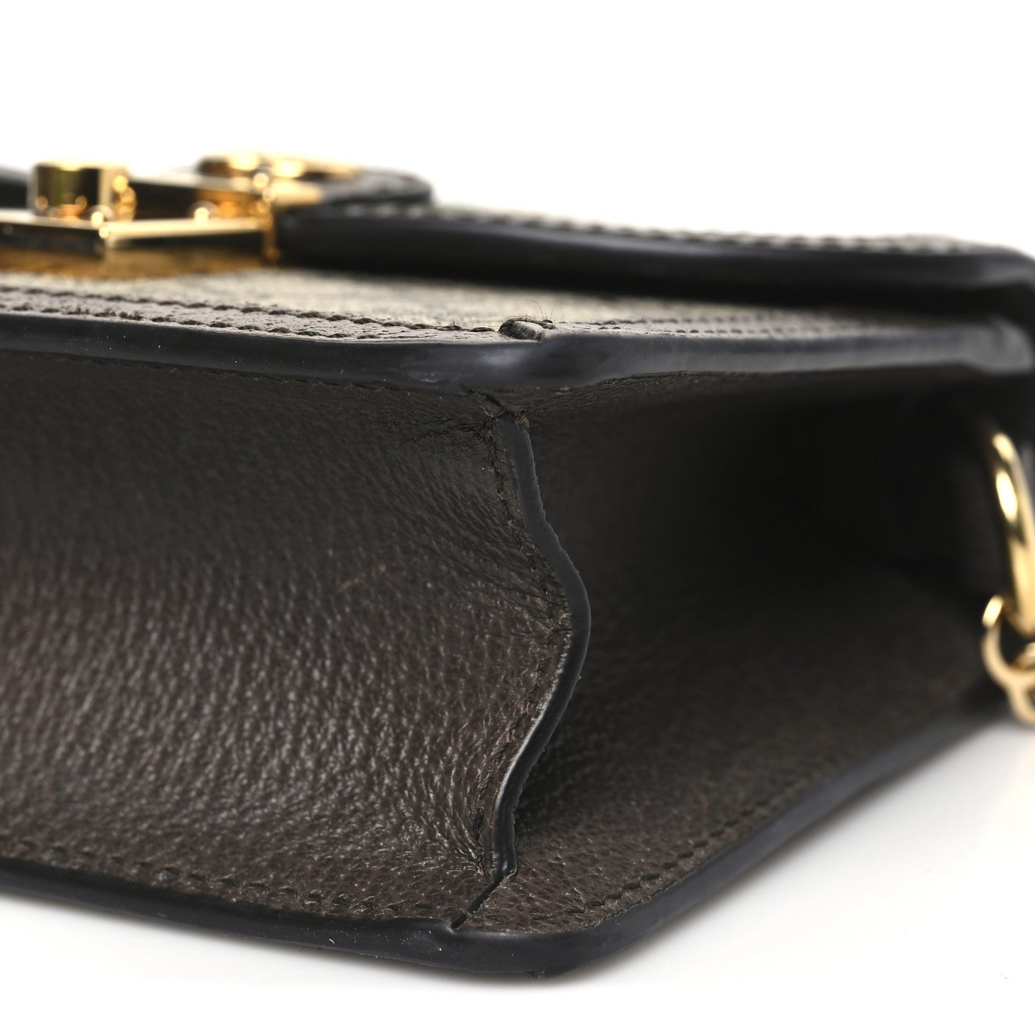 Gucci GG Supreme Monogram Textured Dollar Calfskin Web Mini Ophidia Padlock Top Handle Chain Shoulder Bag Beige Ebony New Acero 10 of 10